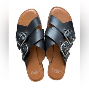 Franco Sarto Black Leather Sandals Sz 8